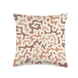 Trendy Mocha Mousse Brown 2025 Matisse Coral Reef Pattern Throw Pillow