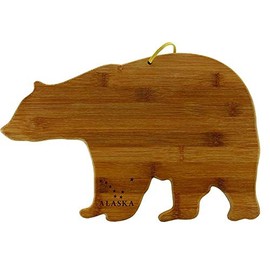 Alaska Bear Shaped Bamboo Cutting Board with Etched Big Dipper 15 X 10"