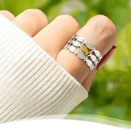 LIU JUN Swim Against The Current Ring, Inspirational Hope Encouragement Spiritual Rings Adjustable Stainless Steel Ring For Best Friend Women Men Jewelry Gifts (silver)