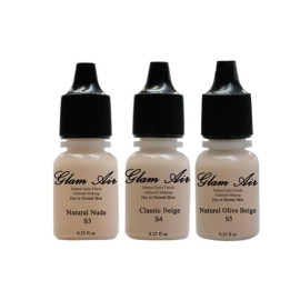 Sexy Sparkles Fashion Jewelry Set of Three (3) Airbrush Makeup Foundations Satin S3 Natural, S4 Classic Beige,