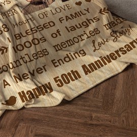 50th Anniversary Blanket Gifts 80" X 60"-Gift for 50th Wedding Anniversary Throw Blankets-Golden 50 Years of Marriage for Couple, Parents, Grandparents-Warm Blanket