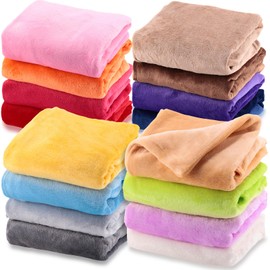 Kinlop 16 Pcs Flannel Blanket Flannel Stroller Blanket Soft and Warm Newborn Blanket Nursery Bed Blankets Blanket for Newborn Infant, Travel, 16 Colors (20 x 28 Inch)
