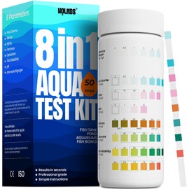 Wolmds Aquarium Test Strips - 8-in-1 Aquarium Water Test Case: Quick & Precise JBL Water Test for Fresh & Salt Water, 50 Strips for Measuring Nitrite, Ammonia, pH, Hardness & JBL Test Case