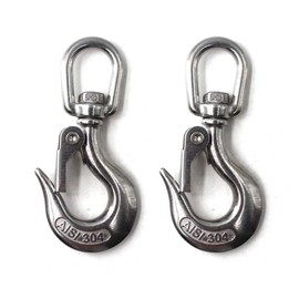 Flomore 304 Stainless Steel Load Hook Heavy Duty Lifting Safety Hook Swivel WLL 350KG (Pack of 2)