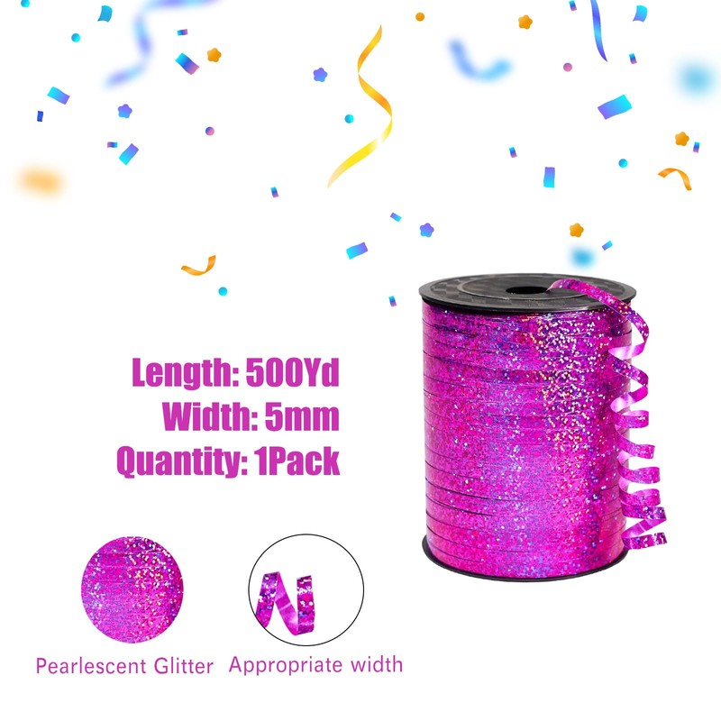 Geschenkband Rose Rot 5mm Breit,450M Kräuselband Geschenkbänder Schleifenband Glitzer Ballonband