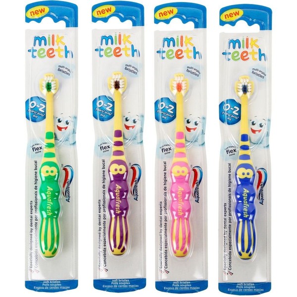 Aquafresh Milk Teeth Children's Toothbrush - 0-2 years Colour May Vary (Pack of 2)