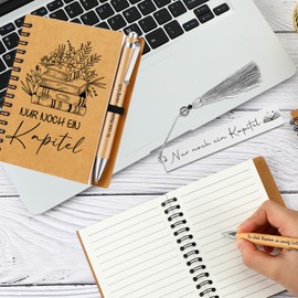 Sinmoe Gift Sets for Book Lovers with Saying Included Spiral Notepad Wooden Ballpoint Pen Stainless Steel Bookmark Reading Gift for Readers Bookfreaks Teachers Friends