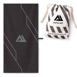 ALP & ACT Microfibre Towel for Fitness & Sports - 100% Recycled - Extra Compact & Absorbent - Sports Towel for Gym, Yoga, Sauna Towel - Microfibre Towels & Fitness Towel - Grey, 140 x 70 cm