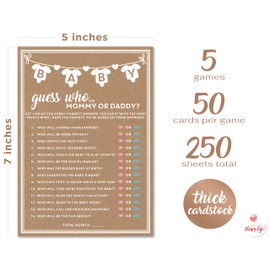 Party Hearty Baby Shower Games for Girl or Boy, 250 pcs 5 Games Activities Cards, Funny Baby Shower Games, Gender Neutral, Baby Shower Ideas