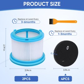 4039 HEPA Filters Replacement Kit for Bissell PowerClean FurGuard 280W Vacuum 4039 4051 4205, FurFinder 200W Self-Standing Cordless Vacuum 4052 4026 4031 4137, 2 Filters and 4 Pre-Filter Pads