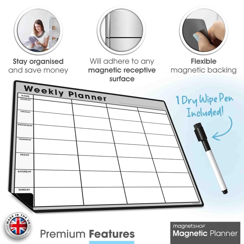 TMS Magnetic Weekly Planner for Fridge | Made in The