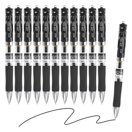 M&G Gel Pen Medium Point 0.5mm, 12 Pack Quick Dry Smooth Retractable Black Gel Ink Rollerball Pen for Home Office Writing Note Taking Journaling Business, Style 1