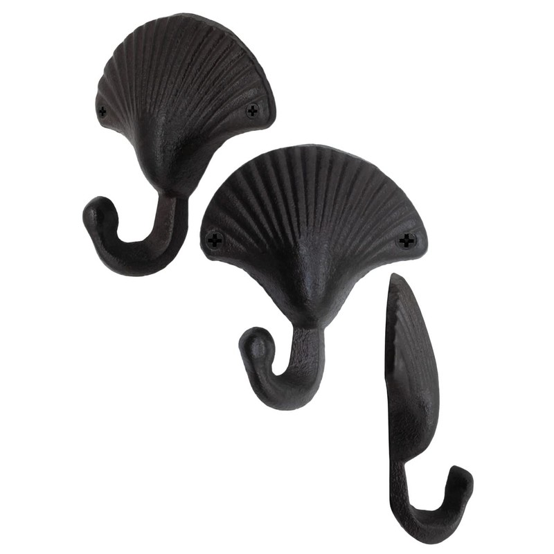 Fuxxer® Heavy Rustic Iron Hooks Wall Hooks Shell Design Black