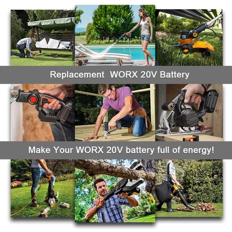 For WORX 2pack For WORX 20V MAX Extend Lithium Battery