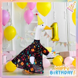 Cutecrop Happy Birthday Goose Outfit Goose Clothes for 23'' High Cement or Plastic Goose Lawn Goose Clothing, Porch Goose Clothes, Lawn Goose Outfit, Garden Goose Costume