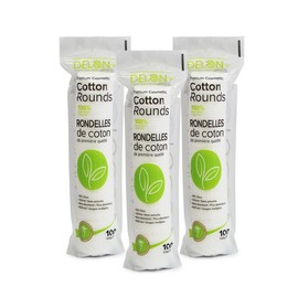 DELON Premium Cosmetic Cotton Rounds (3x100 Count Stacks)