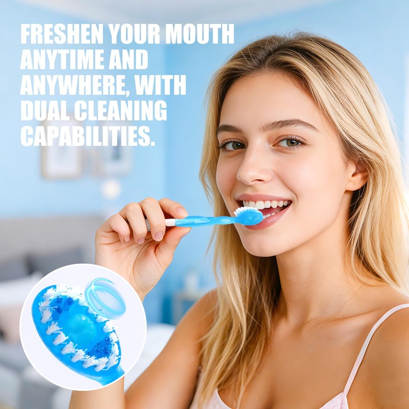 PANLOPU Disposable Toothbrush 4inch 5-in-1 Toothpaste Bead 26 pcs (Mint)