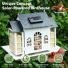 Solar Bird Feeder House for Outdoors, Metal Large Capacity 3-Compartment