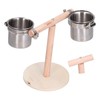 Bird Perch Stand Wooden Parrots Stand with Stainless Steel Feeding