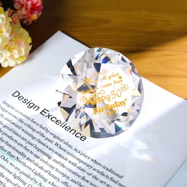 Movdyka 50th Birthday Gifts for Women Crystal Keepsake Engraved Happy 50th Birthday Ideas for Sisters Friends Mum Turning 50 Years Old