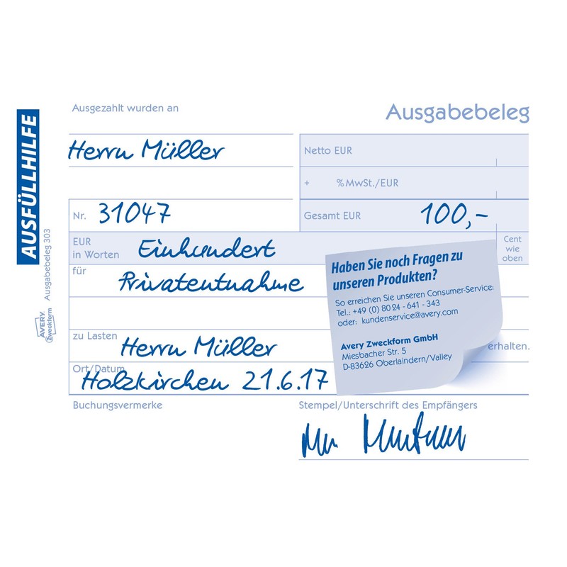 Avery Zweckform 303 Document Pressure (Output Receipt A6 Horizontal 50 Sheet (S) Yellow