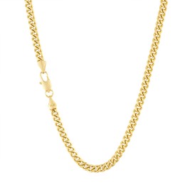 Angelus de Leon 14K Gold Style Curb Chain Cross Pendant Necklace 5MM Cross Necklace Clasp for MEN, HUSBAND Thin for Charms Miami Cuban Link Diamond Cut Religious Crucifix (24in)