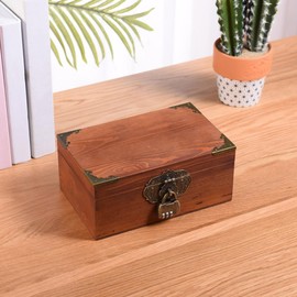 Warmiehomy Vintage Small Wooden Box with Lock - 15.5 x 10.5 x7 cm Storage Box for Jewellery, Treasures, Memories - Walnut Wood