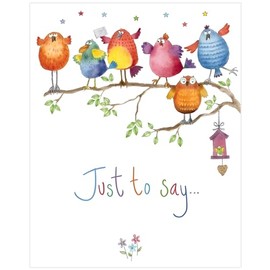 Pack of 4 Blank Notecards - Just to Say - Singing Birds - Artistic Colourful Design - Made in the UK - Eco-Friendly