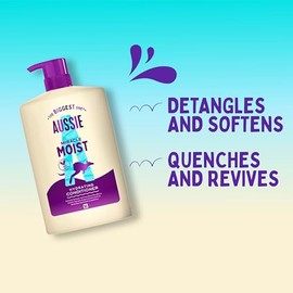 Aussie Miracle Moist Detangling Conditioner 1L Pump For Brittle & Dry Hair | Moisture-Quenching Formula to Revive and Restore Dry Hair. Infused with Australian Macadamia Nut Oil. Vegan and Cruelty free