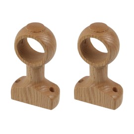 MY MIRONEY 2PCS Wood Curtain Rod Holders Hardware Wooden Curtain Rod Bracket Wood Color Wall Mounted Drapery Rod Hangers for 1-3/8" Rods