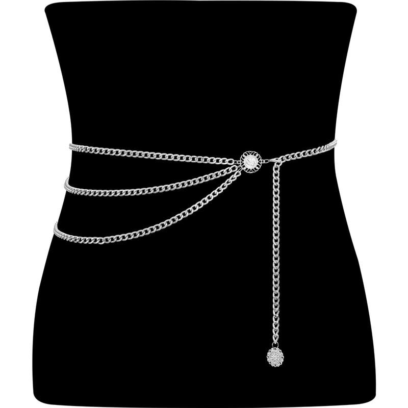 JasGood Multi-layer waist chain belt, women's adjustable body link belt