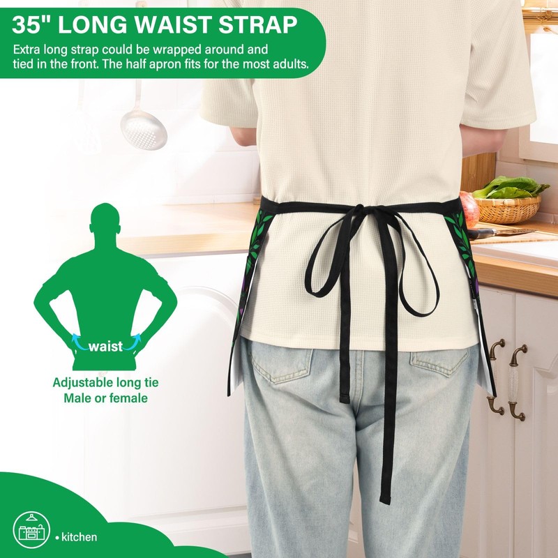 Bolaz Waist Apron Waitress Waiter Server Aprons Short with Pockets