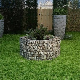 vidaXL Gabion Basket Hexagonal, Galvanised Steel Gabion Planter, Gabion Raised Bed for Garden, High Load Capacity, 39.4"x35.4"x19.7"