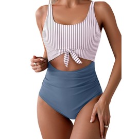 Eomenie Women's One Piece Swimsuit Tummy Control Slimming Bathing Suit Cutout Tie Knot Swimwear