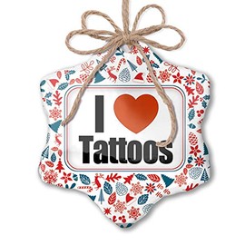 NEONBLOND Christmas Ornament I Love Tattoos Red White Blue Xmas