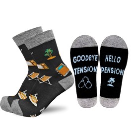 Funny Retirement Socks – Novelty Unisex Gift for Retirement, Humorous Presents for Men and Women, Happy Retirement Gift Ideas (Black-Grey)