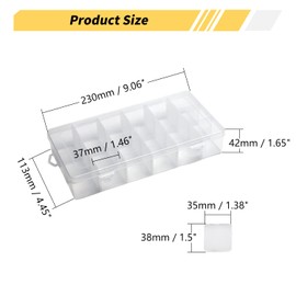 MroMax PP Component Storage Box 230x118x42mm Plastic Organizer Adjustable Container 18 Removable Grids Tool Boxes for Electronic Component Small Accessories Transparent Color 1Pc