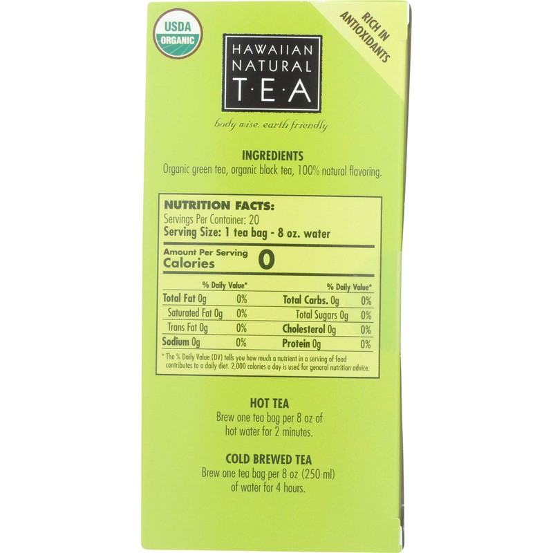 Hawaiian Natural Tea, Tea Passionfruit Orange Organic, 20 Count