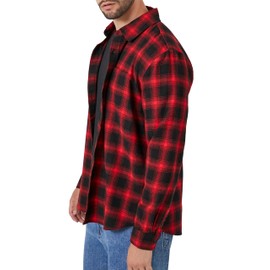Forever 21 Men's Plaid Flannel Shirt, Red