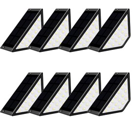 BKBB PPBB Solar Step Lights for Outside, Solar Stair Lights Outdoor Waterproof, Deck Step Lights for Fence, Patio, Yard, Porch, Front Door, Sidewalk, Garden, Patio Decor (Warm White, 8 Pack)