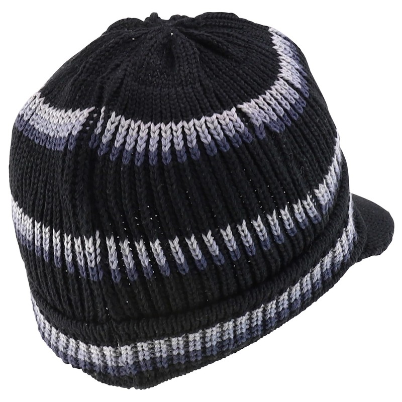 Armycrew Rasta Cotton Rib Knitted Beanie Visor - Black Grey