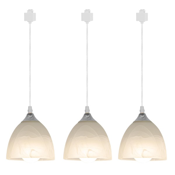 Kiven 3-Lights H-Type Track Light, Dimmable Track Mount Pendant Lighting Fixtures w/Frosted White Finish Glass Shade