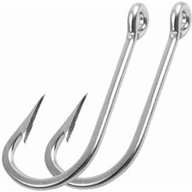 Saltwater Large Giant Shark and Alligator Fishing Hooks Stainless Steel Big Game J Fishing Hooks Extra Strong Sharp Giant Fish Hooks for Tuna Swordfish Catfish Size 5/0-20/0