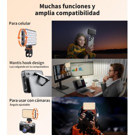 TONEOF 96 LED Luz para Celular con Difusor Suave y Soporte,Recargable Magnético Portatil Selfie Luz con Clip,2500k-9000K Iluminación Ajustable para Grabar Videos,Cámaras,Tabletas, Zoom Call,Fotografía