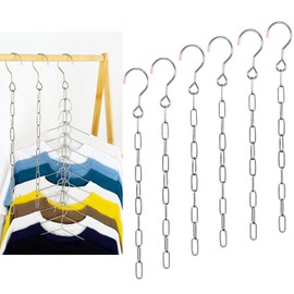 Clothes Hanger Chains,6Pcs Closet Hangers Organizer, Saving Space Clothes Hanger Chains, Wardrobe Space Saver Hanger Multi Layer Hangers Chains College Dorm Room Essentials Hangers