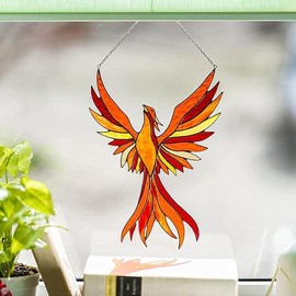 Suncatcher, Manual Cutting Garden Sun Catchers Add Color to Life Patio Decoration Acrylic Phoenix Hanging Ornament for Anniversary Birthday or Christmas (Photo Color)