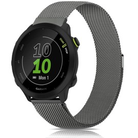 YLK Garmin Bracelet for Garmin Forerunner 165/165 Music/Forerunner 55/Forerunner 245/245 Music/645/645 Music for Men and Women, 20 mm Metal Bracelets, Sports Replacement Strap (Space Grey)