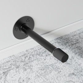 Mousike Wall Door Stop, Door Stopper for Wall, Sound-Absorbing Door Stopper with Rubber Bumper, Wall Protetor of Door Knobs (Black, Pack of 12)