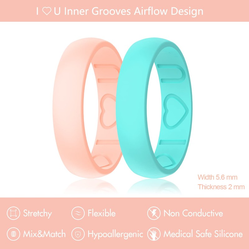 Qinaoco Silicone Ring Women - Heart [I Love U] Pattern