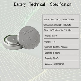 youchen AG10 LR1130 15 Pack 1.5V Battery 189 389 LR54 V10GA Long-Lasting Alkaline Button Cell Batteries